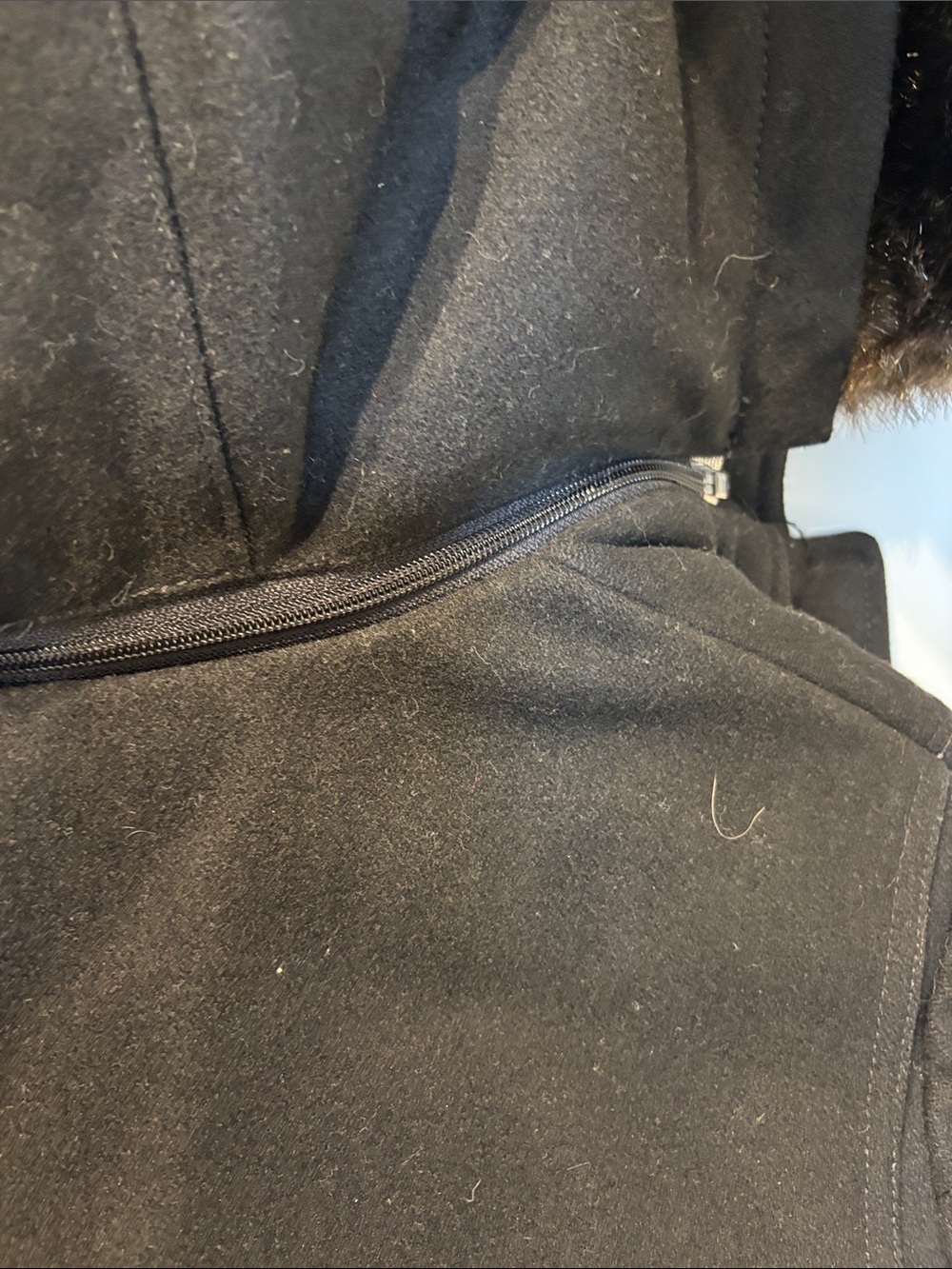 Zara Black Wool Blend Duffle Coat with Removable Hood - Picture 11 of 11